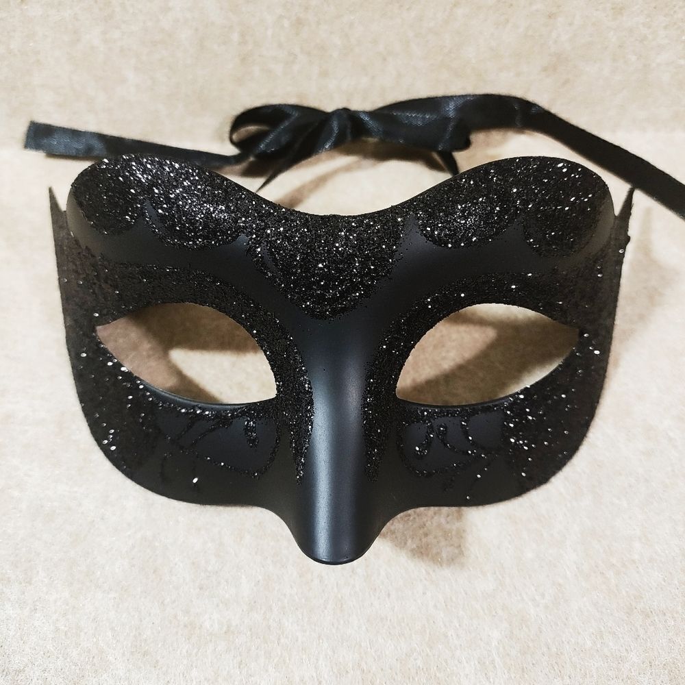Venetian His and Hers Masquerade Couples Black Mask Set #9 - Picture 2 of 5